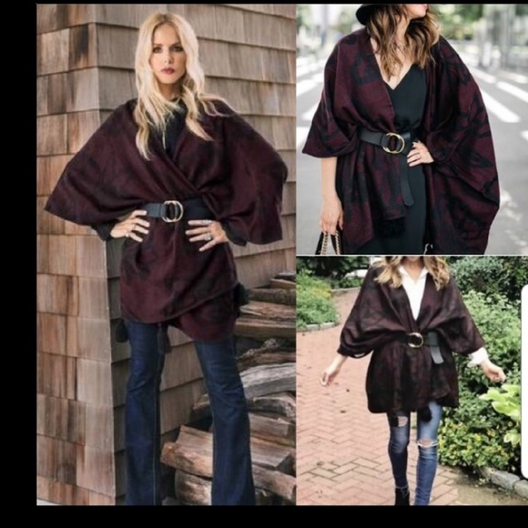 Cleobella Sweaters - CLEOBELLA BURGUNDY SEVIGNY CAPLE TASSELPANCHO ONE